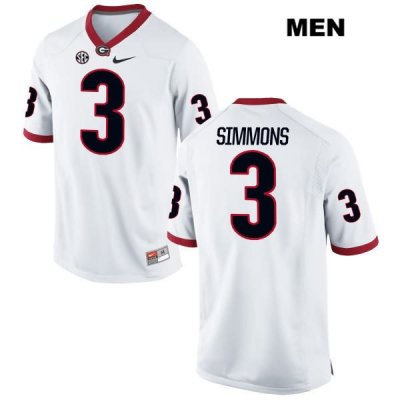Men's Georgia Bulldogs NCAA #3 Tyler Simmons Nike Stitched White Authentic College Football Jersey FVT1154UZ